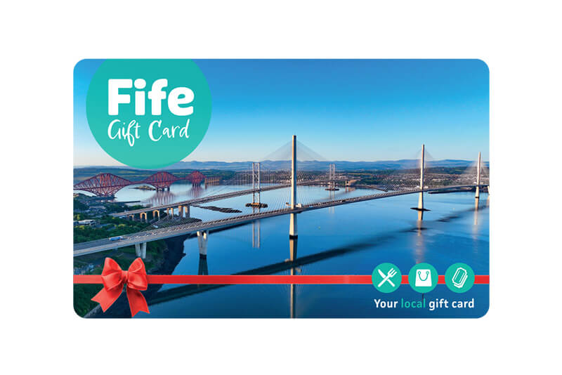 gift voucher sized card with image of Fife