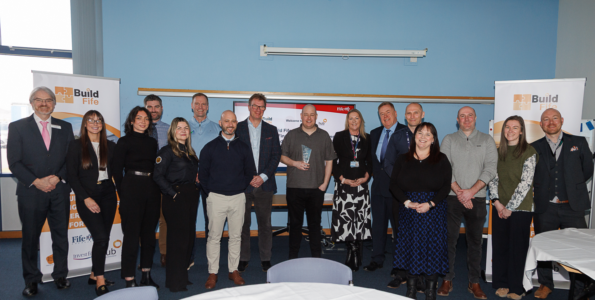 Partners from the Build Fife programme pose together for a photo